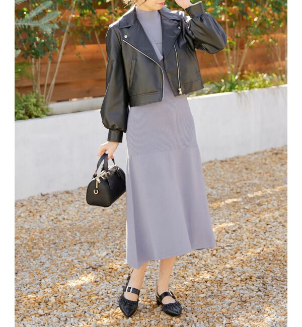 MAJESTICLEGON「プレートカーデsetニットワンピ」|ワンピース|