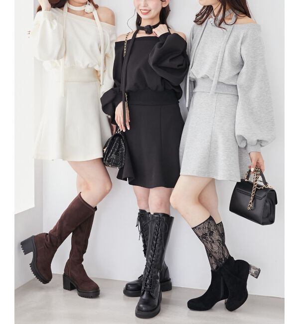 MAJESTICLEGON「フラワーチョーカー付きスウェットワンピ」|ワンピース|