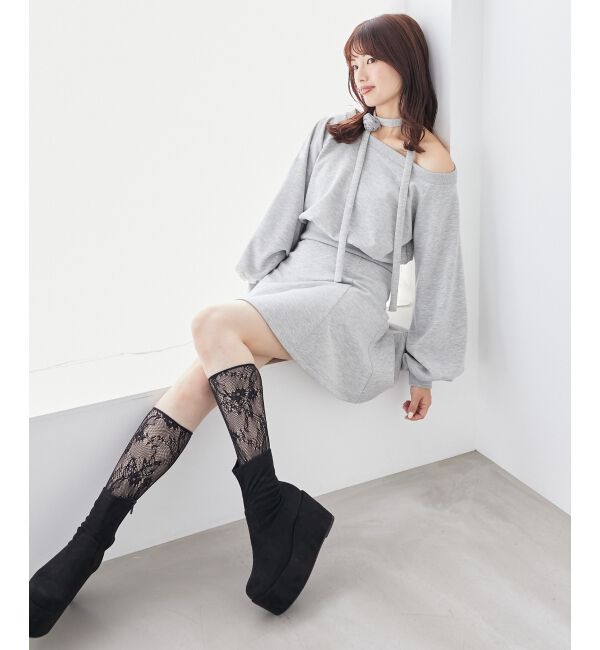 MAJESTICLEGON「フラワーチョーカー付きスウェットワンピ」|ワンピース|