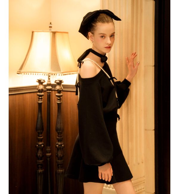 MAJESTICLEGON「フラワーチョーカー付きスウェットワンピ」|ワンピース|