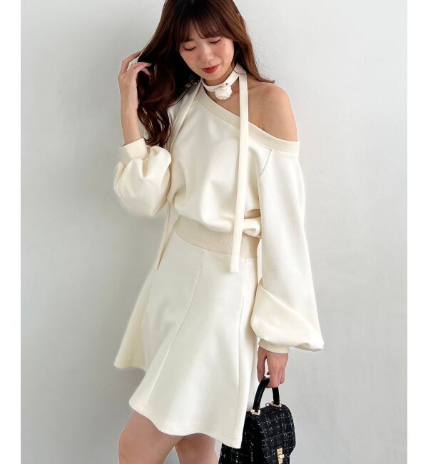 MAJESTICLEGON「フラワーチョーカー付きスウェットワンピ」|ワンピース|