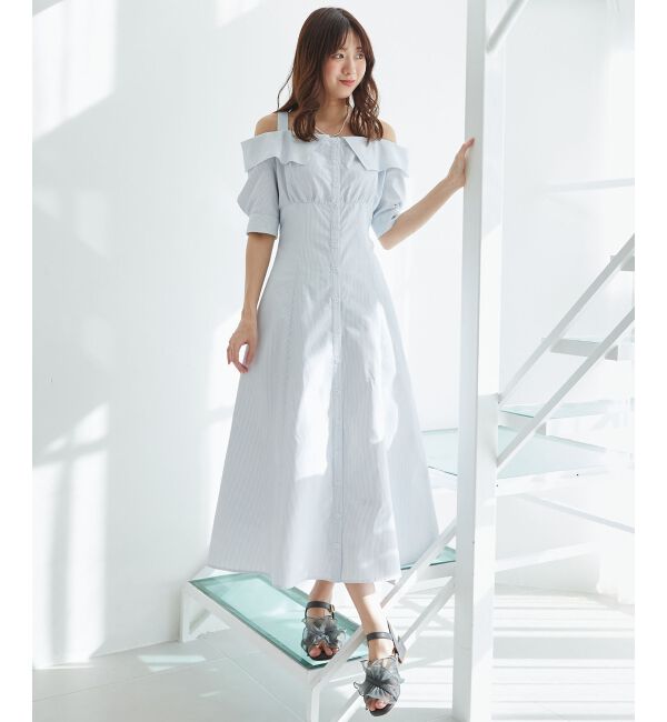  「オフショルシャツワンピース」|ワンピース|