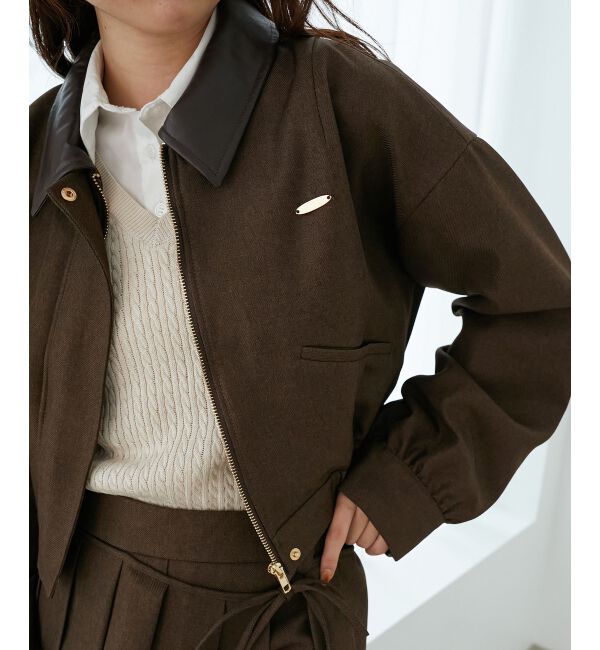  「襟付きショートブルゾン」|ブルゾン・スタジャン|