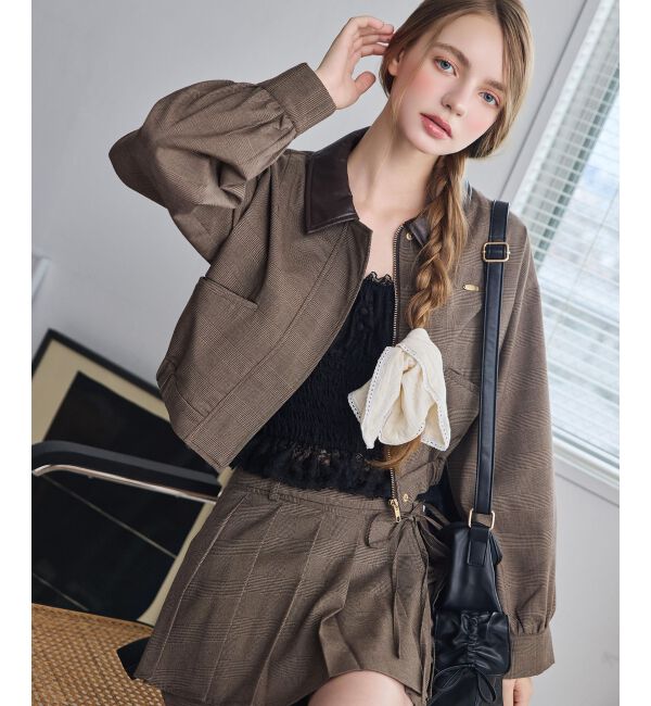  「襟付きショートブルゾン」|ブルゾン・スタジャン|