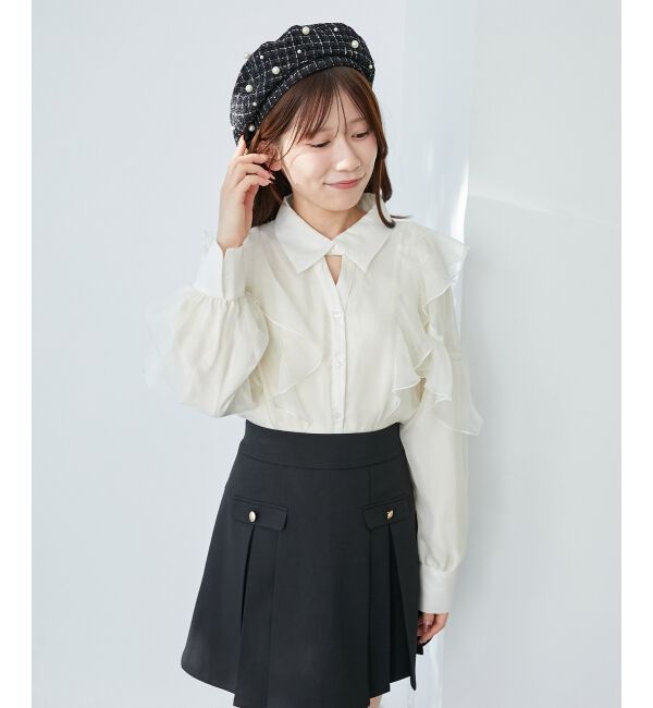  「パール&times;リボンツイードベレー帽」|ハンチング・ベレー帽|