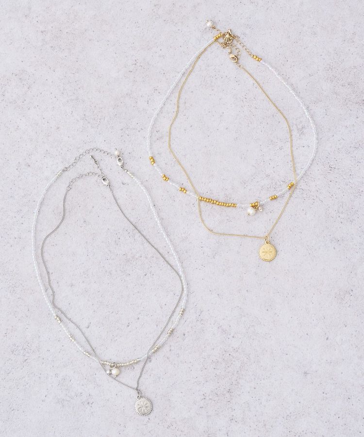 earth music&ecology「2SETビーズ&プレートネックレス」|ネックレス|