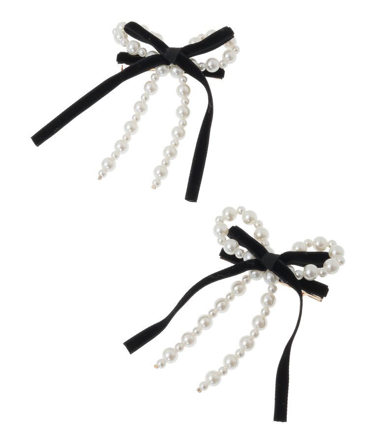 Maison de FLEUR「パールベロアリボン2セットクリップ」|その他|