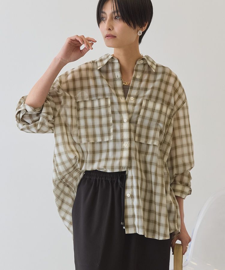 AMERICAN HOLIC「【接触冷感・イージーケア】シアーチェックシャツ」|シャツ・ブラウス|