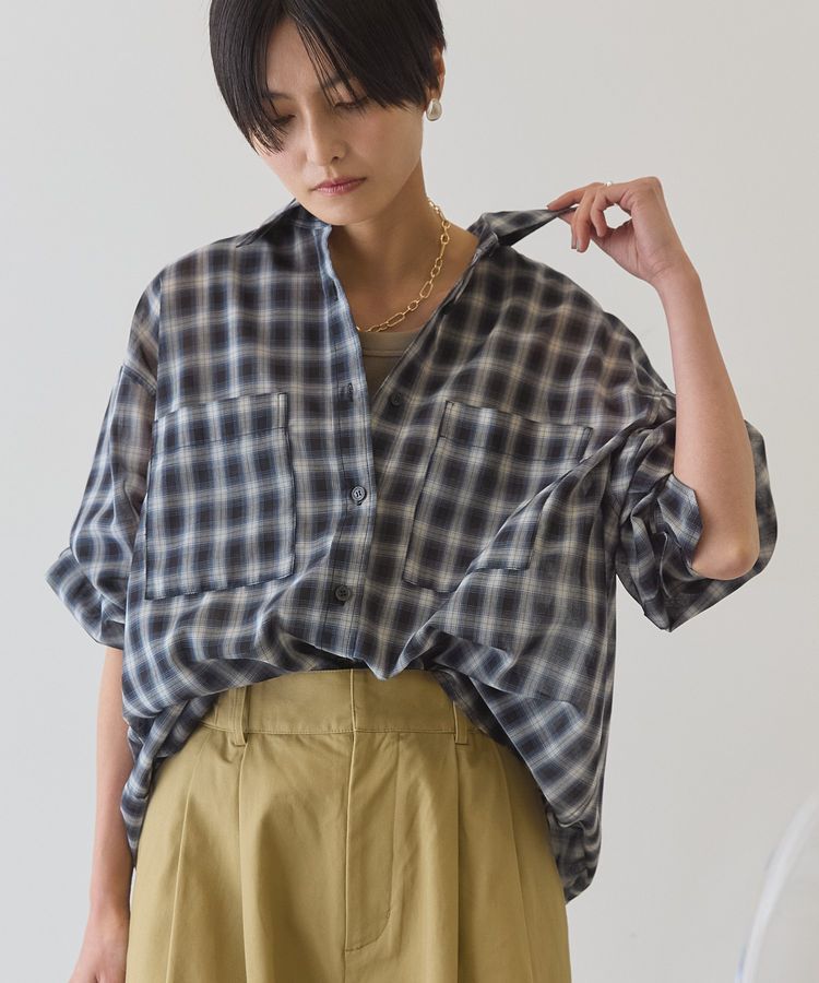AMERICAN HOLIC「【接触冷感・イージーケア】シアーチェックシャツ」|シャツ・ブラウス|