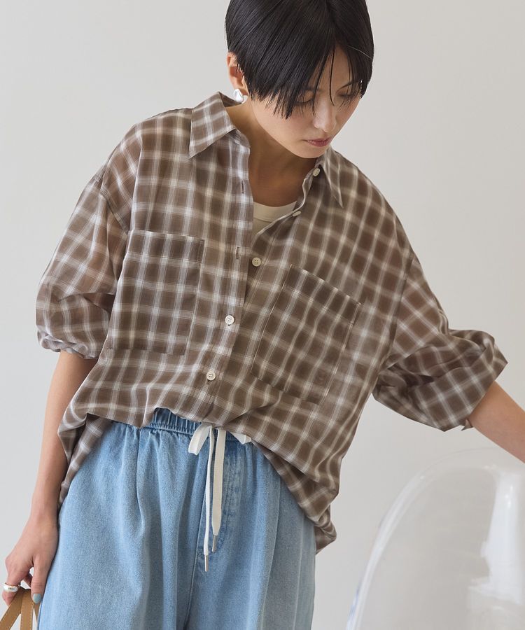 AMERICAN HOLIC「【接触冷感・イージーケア】シアーチェックシャツ」|シャツ・ブラウス|