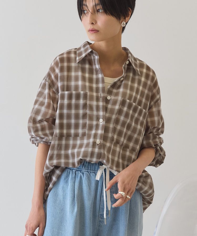 AMERICAN HOLIC「【接触冷感・イージーケア】シアーチェックシャツ」|シャツ・ブラウス|