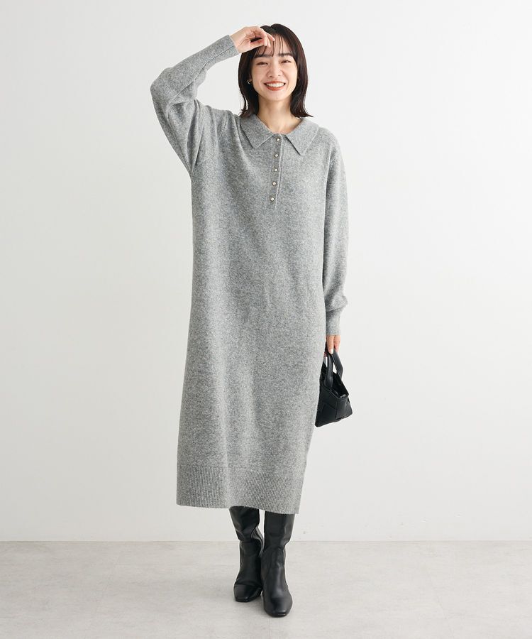 Green Parks「金釦ポロシャツニットワンピース」|ワンピース|