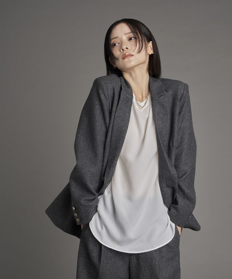 YECCA VECCA「【尾崎紗代子&times;YECCA VECCA】ツイードテーラードジャケット」|テーラードジャケット|