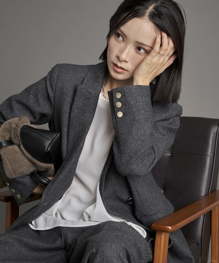 YECCA VECCA「【尾崎紗代子&times;YECCA VECCA】ツイードテーラードジャケット」|テーラードジャケット|