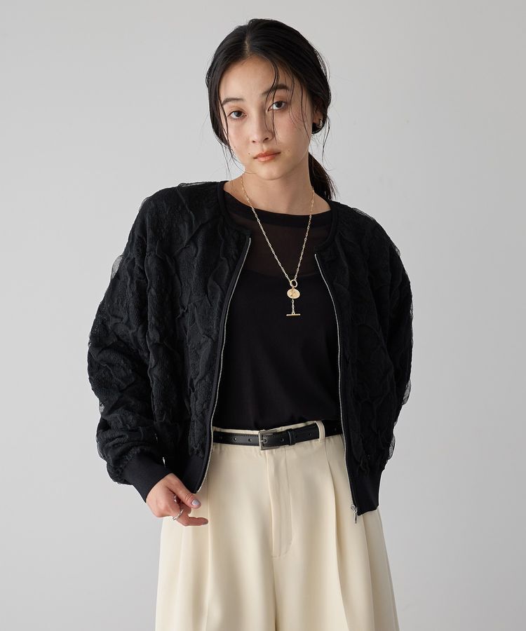 YECCA VECCA「ふくれジャガードニットブルゾン」|ブルゾン・スタジャン|