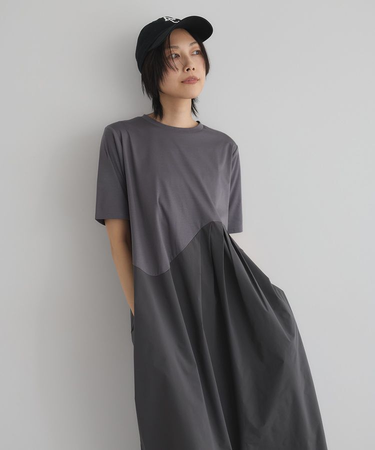 GARAGE OF GOOD CLOTHING「異素材切り替えコクーンワンピース」|ワンピース|