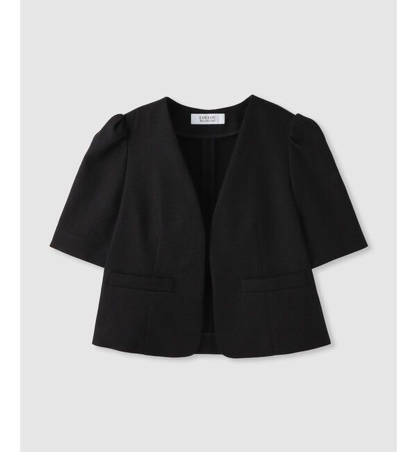 LOULOU WILLOUGHBY「【LOULOU WILLOUGHBY】ブライトリネン半袖ジャケット」|テーラードジャケット|ブラック