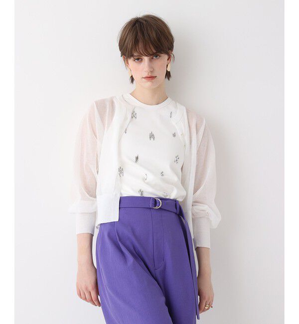 allureville「シアーラミスキッパーカーディガン」|ニット・セーター|オフホワイト