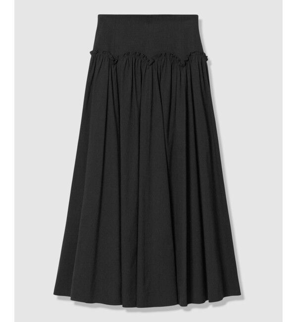 LOULOU WILLOUGHBY「【LOULOU WILLOUGHBY】コットンリネンスカラップスカート」|フレア|ブラック