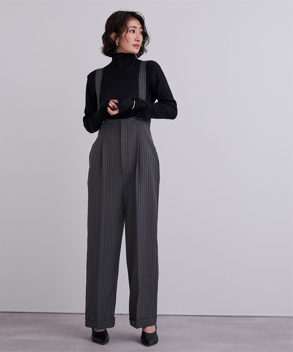 ur's「センタープレスダブルサロペットパンツ」|オールインワン|