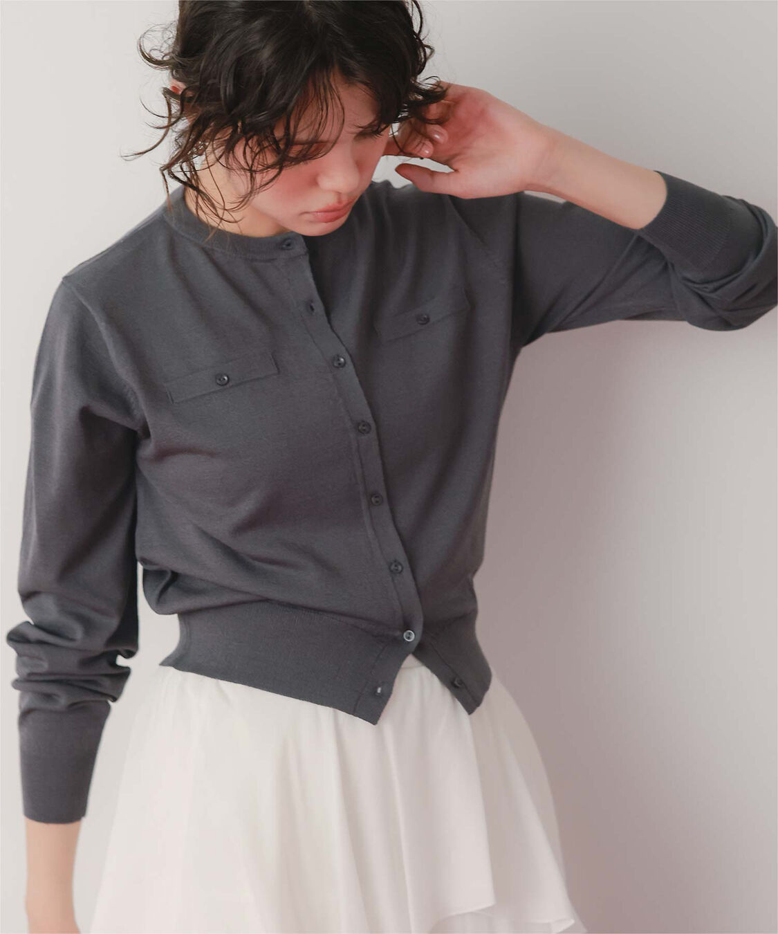 titivate「UVケアコンパクトニットカーディガン」|ニット・セーター|チャコール