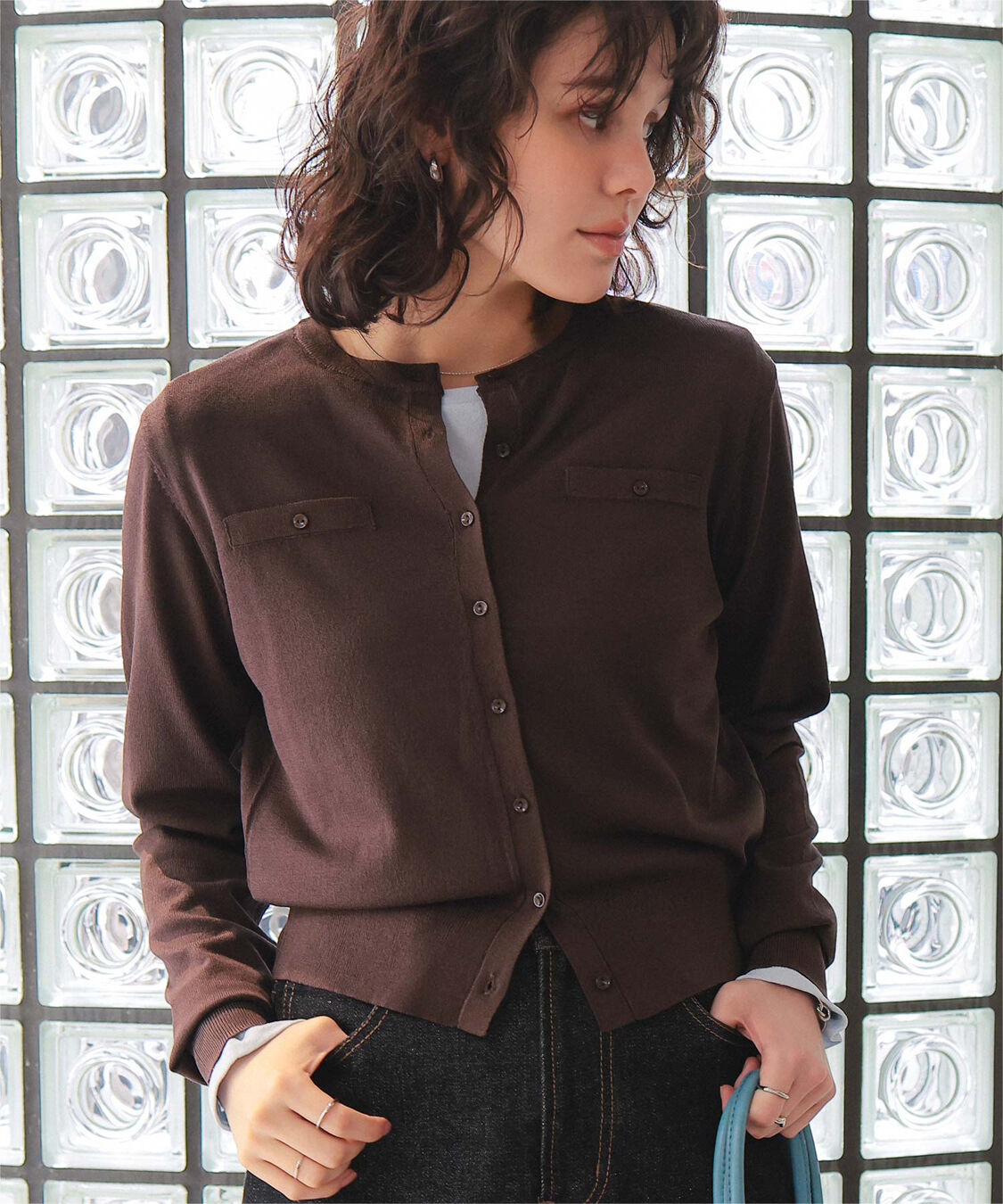 titivate「UVケアコンパクトニットカーディガン」|ニット・セーター|ダークブラウン