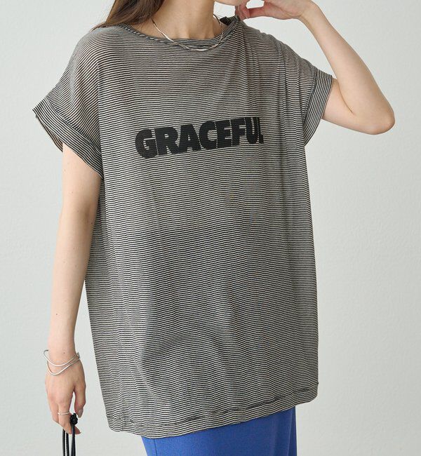  「ミジンボーダーロゴプリントTシャツ」|Tシャツ・カットソー|