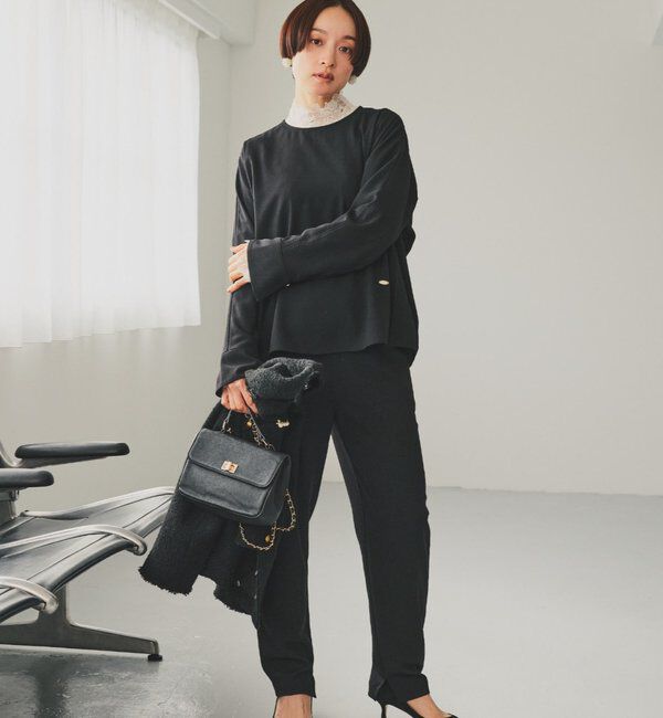  「【Du noir】ストレッチジョーゼットインスリットパンツ」|その他|ブラック