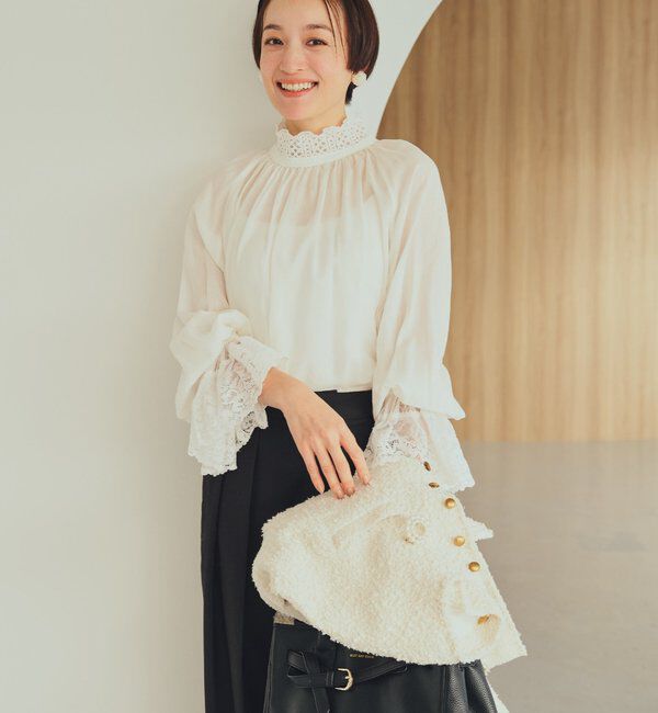  「襟袖レースプチハイネックブラウス」|プルオーバー|