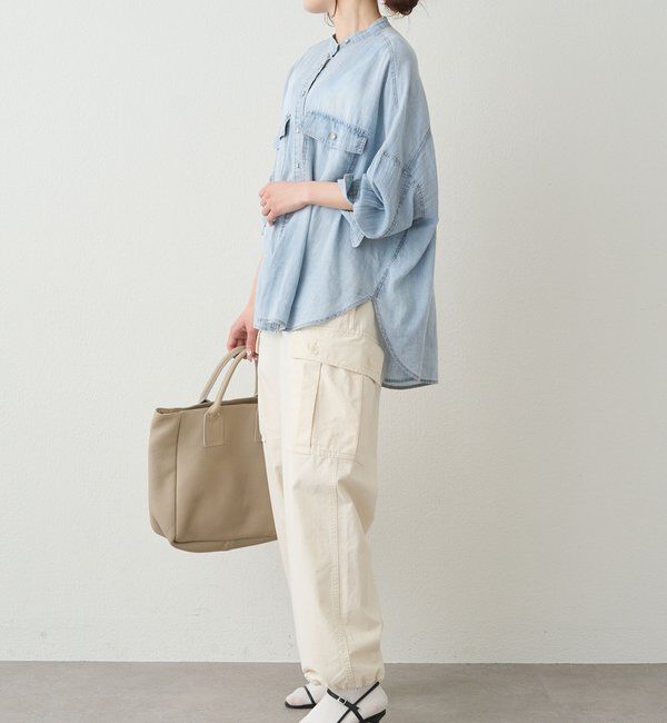  「シアーデニムバンドカラーブラウス」|シャツ・ブラウス|
