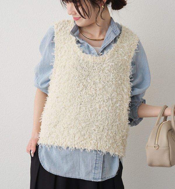  「シアーデニムバンドカラーブラウス」|シャツ・ブラウス|