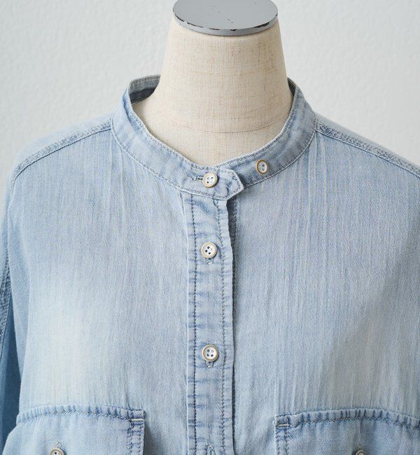  「シアーデニムバンドカラーブラウス」|シャツ・ブラウス|