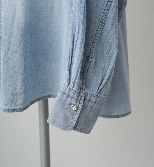  「シアーデニムバンドカラーブラウス」|シャツ・ブラウス|