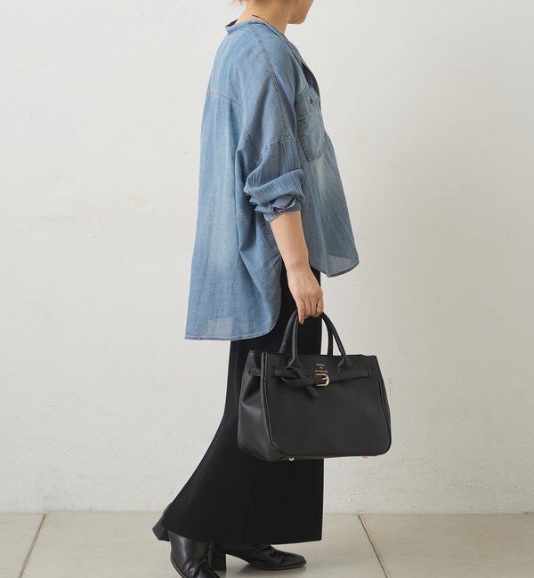  「シアーデニムバンドカラーブラウス」|シャツ・ブラウス|