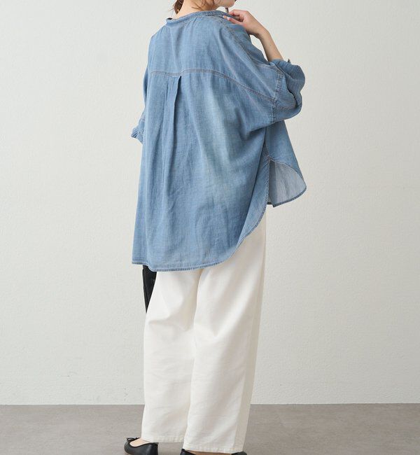  「シアーデニムバンドカラーブラウス」|シャツ・ブラウス|