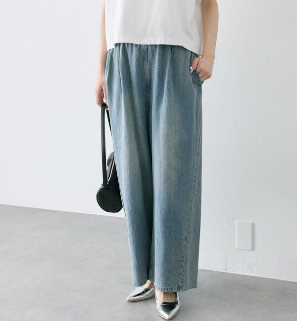  「綿麻デニムイージーパンツ」|デニム|