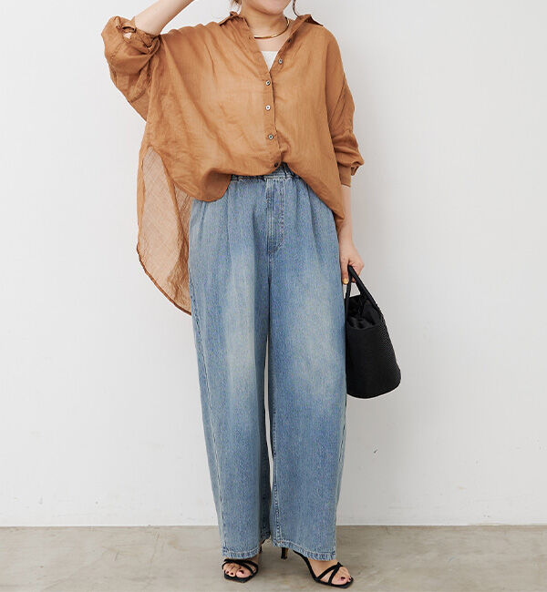  「綿麻デニムイージーパンツ」|デニム|