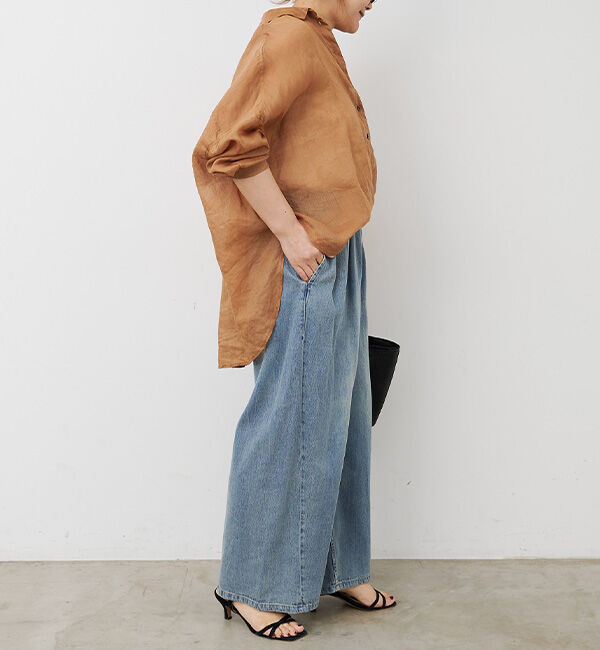  「綿麻デニムイージーパンツ」|デニム|