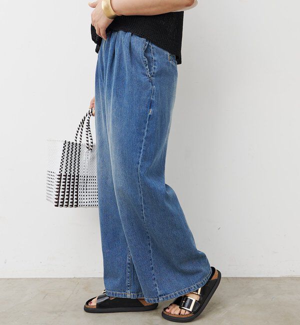  「綿麻デニムイージーパンツ」|デニム|