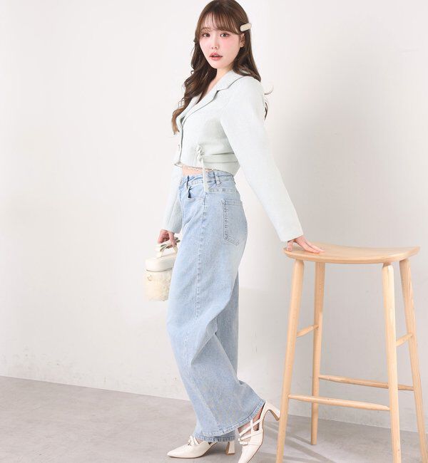  「サイドベルトツイードショートジャケット」|ダウンベスト・ベスト|