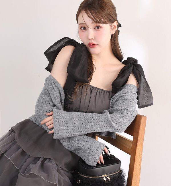  「肩リボンティアードキャミワンピ」|ワンピース|