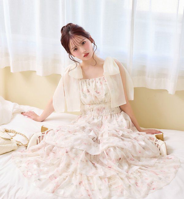  「肩リボンティアードキャミワンピ」|ワンピース|