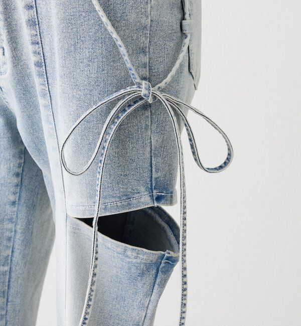  「【SMサイズ展開あり】サイドスリットリボン美脚デニムパンツ」|その他|