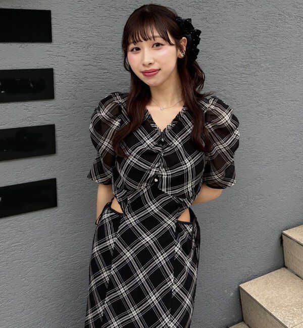  「【LouLoumei】サイドカットデザインチェックワンピース」|その他|