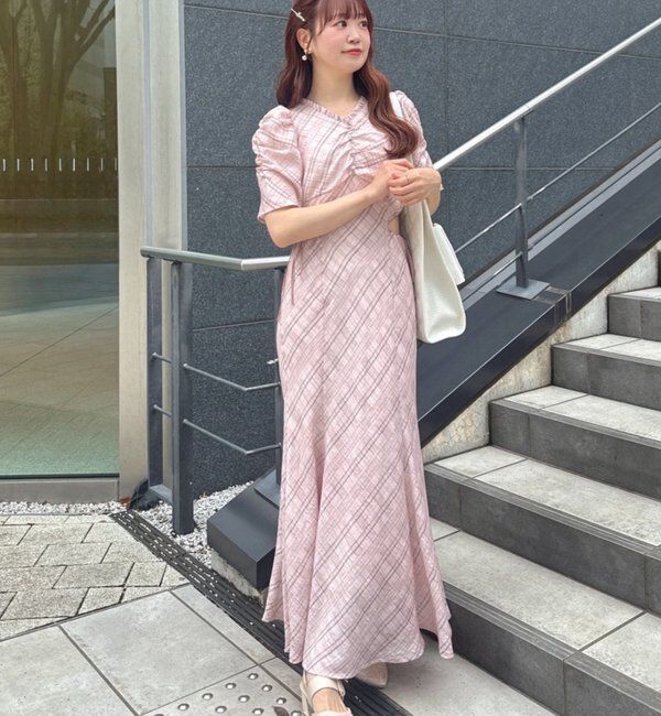  「【LouLoumei】サイドカットデザインチェックワンピース」|その他|