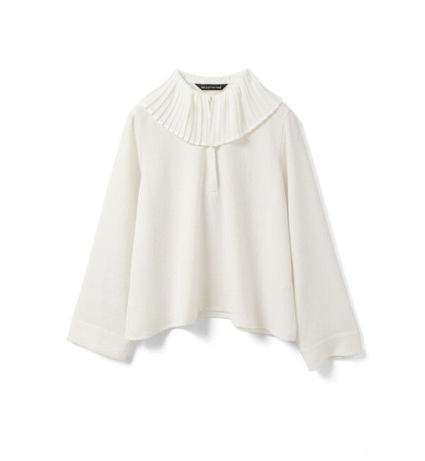 mizuiro ind「mizuiro ind プリーツカラーシャツプルオーバー」|シャツ・ブラウス|アイボリー