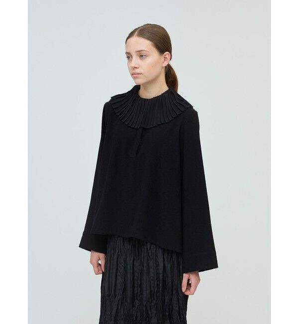 mizuiro ind「mizuiro ind プリーツカラーシャツプルオーバー」|シャツ・ブラウス|