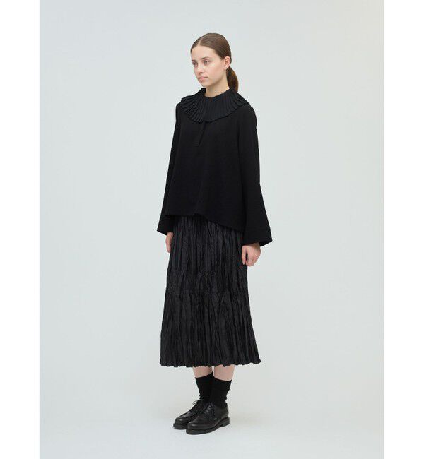 mizuiro ind「mizuiro ind プリーツカラーシャツプルオーバー」|シャツ・ブラウス|