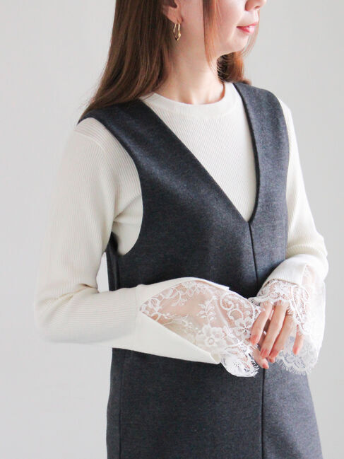 Te chichi「レースカフスレイヤードニット」|ニット・セーター|オフホワイト