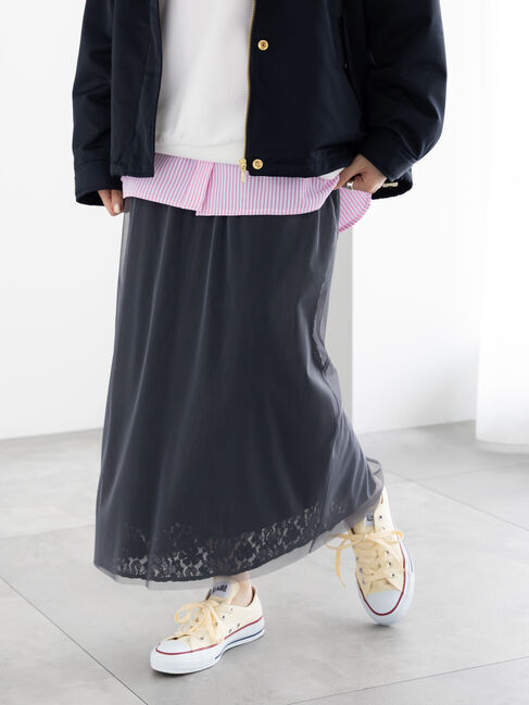 Te chichi「レース&times;チュールレイヤードスカート」|スカート|ブラック
